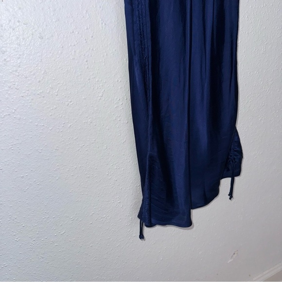 Wilfred Only Aritzia Ruched Navy Blue Slip Satin Dress Sz. SMALL - Picture 12 of 13